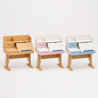 Bureau d'étude en bois massif à hauteur réglable manuellement avec étagère, table inclinable ergonomique pour enfants, écologique et durable