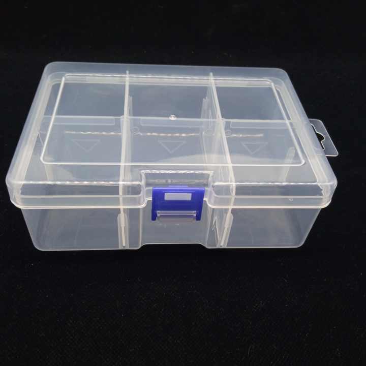 High Quality Transparent PP Plastic 6 Compartment Storage Box with Blue ...