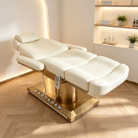 Fauteuil de Beauté Électrique avec Base Dorée, 4 Moteurs, Lit Facial Inclinable, Chaise Esthétique pour Tatouage, Utilisation en Salon, Spa, Clinique