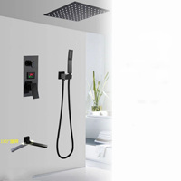 Ensemble de robinetterie de douche murale avec affichage de la température, mitigeur de douche chaud/froid pour salle de bain, ensemble de douche à tête carrée