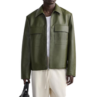 YUCHEN Blouson Safari en Cuir Décontracté Broderie Personnalisée pour Homme Vestes d'Hiver Tissées Décontractées pour Homme Vêtements de Travail