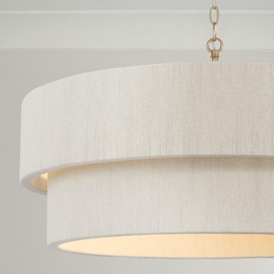 Lampadario Moderno da 30 Pollici con Paralume in Tessuto Bianco Personalizzato, Altezza Regolabile, a Risparmio Energetico, per Interni - Product Image 3