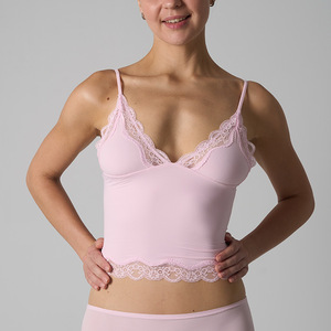 Premium Stretchy <strong>Cami</strong> <strong>Tops</strong> Lightweight Sleeveless Skin-Friendly Sexy <strong>Lace</strong>-<strong>Trimmed</strong> Adjustable Deep V Strap <strong>Lace</strong> <strong>Tops</strong> for Women - Product Image 4