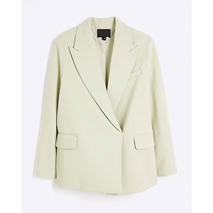 Vêtements personnalisés surdimensionnés à simple boutonnage revers crantés poches glissantes Blazer vert surdimensionné vêtements pour dames OEM ODM pour femmes - Product Image 5