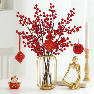 Ramas de Bayas Rojas Artificiales Populares Cloud Dwelling de 30cm-100cm, Decoración para Jarrones de Hierro, para el Hogar, Sala de Estar, Navidad, Bodas - Product Image 4