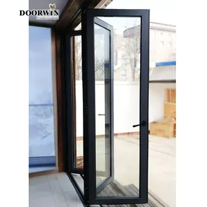 Doorwin America popolare porta del Patio all'ingrosso sistema Bi-pieghevole porta scorrevole pieghevole porta a libro in vetro di alluminio