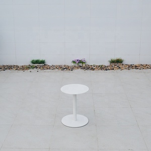 Modern Minimalist <b>White</b> Restaurant Coffee Shop Outdoor Aluminum Round Coffee <b>Table</b> - Product Image 2