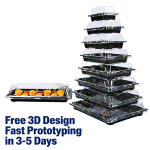 Bandeja de Sushi de PET de Grado Alimenticio Premium <span class=keywords><strong>con</strong></span> Tapa Transparente Antivaho, Envase Ecológico para Llevar - Product Image 1