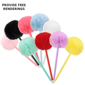 Stylos à bille en plastique à encre noire 0,5 mm Kawaii en gros, design en forme de cœur en peluche avec pompon pour <span class=keywords><strong>les</strong></span> promotions de bureau et scolaires - Product Image 2
