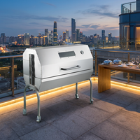 LUOQI Rôtissoire à agneau entier au gaz en acier inoxydable, de style coréen moderne, de luxe, avec rotation automatique, grill infrarouge et couvercle thermomètre