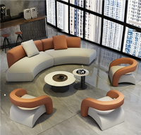 Ensemble de canapé et table basse en bois courbé, style luxe léger et moderne, pour villa, hôtel, hall d'entrée, bureau et mobilier de réception d'entreprise