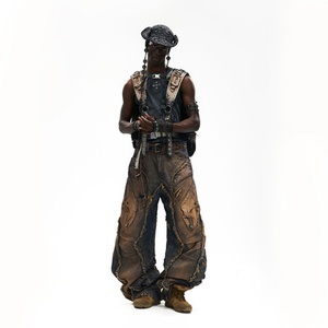 Jeans en denim délavé à l'acide sur mesure, taille plus, style vintage, respirant, résistant à l'eau, taille mi-haute, lavage clair, logo - Product Image 3