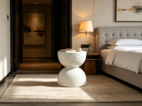 Table basse sculpturale torsadée, durable, portable et moderne – Utilisation intérieure/extérieure, mobilier texturé pour salon, décoration intérieure