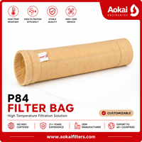 Sac filtrant industriel P84 avec certification ISO, hydrofuge, garantie 2 ans, pour la collecte de poussière dans les cimenteries