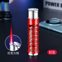 Briquet à gaz classique en métal, rechargeable, coupe-vent, avec allumage LED rouge, pour fêtes et cigarettes - Vente en gros