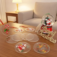 Disque rond transparent en acrylique avec motifs de Noël imprimés UV, perforé au laser, feuille de plastique PMMA