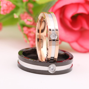 European American Style Minimalist Diamond <b>Ring</b> 5mm 4mm Two Tone Black Gold Engraved <b>Couple</b> <b>Rings</b> Valentine Gift For Women - Product Image 3