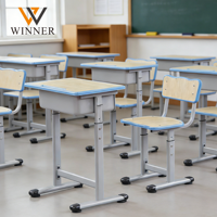Ensemble de bureau et chaise individuels ergonomiques modernes et réglables en plastique, confortables pour l'école, la salle de classe, l'étude, la maison et le bureau