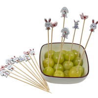 Brochette de bambou de lapin rose blanc Bâtonnets de fruits jetables écologiques Apéritif Cure-dents 100pcs Pack