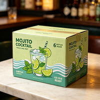 Boîte en carton ondulé imperméable pour cocktails et vins, imprimée numériquement, production 72H, emballage de boissons mélangées en gros