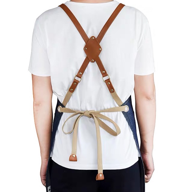 Cross Back Apron - Professional Japanese Denim Cafe Apron