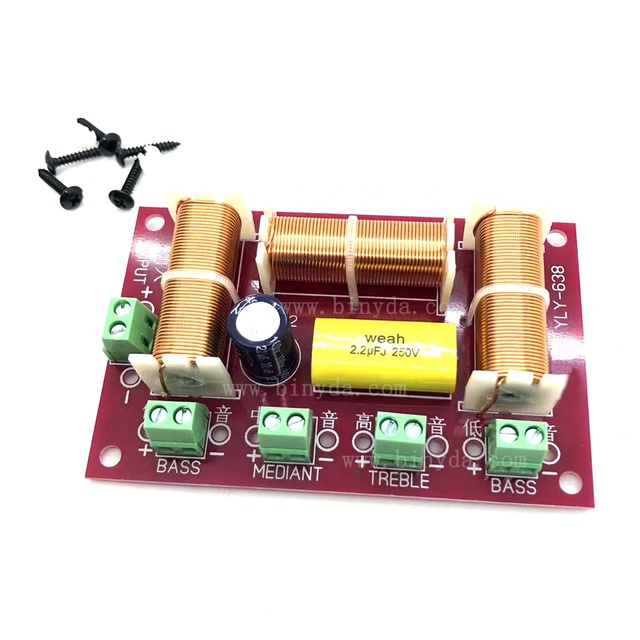 200W Two Bass Crossover Treble Midrange Dual Woofer Speaker Crossover 3 Way Audio Crossover Frequency Divider 4-8OHM
