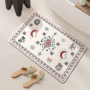 Alfombra de Baño Moderna Geométrica de Tierra de Diatomeas, Rectangular, Antideslizante, Absorbente de Agua, de Secado Rápido, para Baño - Product Image 1