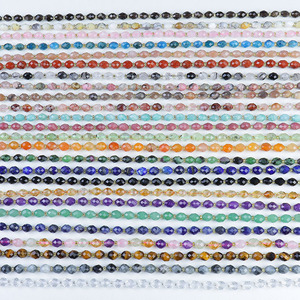 새로운 8MM 천연 커팅 쌀알 모양 스톤 비즈, DIY 주얼리 제작용 브리올렛 올리브 젬스톤 비즈 스트랜드 (6-7)x8mm, 19cm, 38cm - Product Image 4