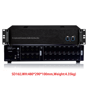 Boîtier d'interface audio professionnel 16 préamplis micro Ports réseau doubles Montage en rack pour installation en studio - Product Image 2