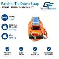 Tendeur à cliquet robuste en polyester de 2 pouces avec poignée ergonomique en caoutchouc pour la fixation des marchandises sur camions et conteneurs