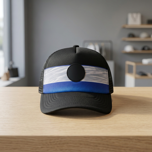 Casquette de baseball de sport tendance en maille respirante avec logo brodé 3D vierge à 5 panneaux, vert néon avec bande réfléchissante - Product Image 3
