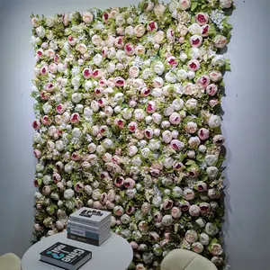 B0118 decorating flower wedding backdrop decoration artificial flower wall materials wedding stage decoration backdrop supplier