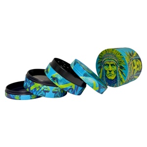 <b>Herb</b> Grinder 6 Pcs Display <b>Box</b> Round Magnetic Zinc Alloy Dry <b>Herb</b> Grinder With Sharp Teeth And Colorful Design - Product Image 2