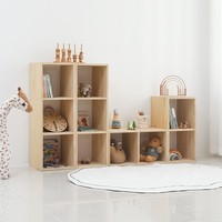 Étagère Moderne Minimaliste Modulable en Bois Massif avec Grille, Meuble Autonome pour Livres et Jouets