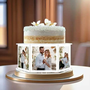 Soporte de postre hexagonal de 20x10CM con marco de fotos centros de mesa para fiesta de boda separador de pastel transparente - Product Image 2