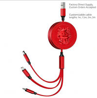 Kabel Charger Retractable 3 in 1 Universal 3A 66W Tipe-C untuk Transfer Data dan Pengisian Cepat untuk Android dan IOS