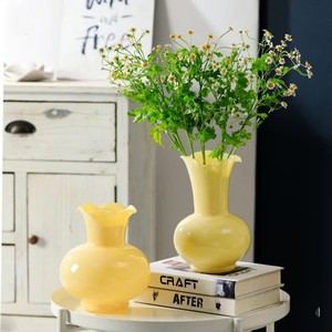 <span class=keywords><strong>Vaso</strong></span> in Vetro Ambrato Fatto a Mano con Bordo Ondulato, Stile Nordico, Arancione, per Decorazione Casa, Contenitore Idroponico Vintage con Bordo Smerlato - Product Image 2