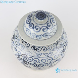 RZFB39 Jarre en porcelaine bleue et blanche de Jingdezhen, décorative, peinte à la main, motif de tournesols, style Art déco - Product Image 3