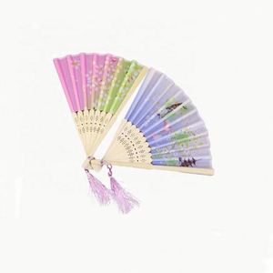 Silk Folding <b>Fans</b> with Bamboo Frames for Dancing Cosplay Wedding Party Props Decoration Bamboo <b>Handheld</b> <b>Fans</b> - Product Image 6