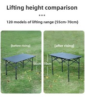 Table de camping et de pique-nique pliable en alliage d'aluminium, réglable en hauteur, portable pour l'extérieur