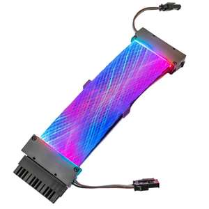 RGB 24PIN uzatma kablosu 5v 3pin güç adaptörü bilgisayar konektörü senkronize anakart Net çift başlı ışık 200mm - Product Image 1