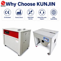 Machine à cerclage semi-automatique KUNJIN, marge de profit élevée, structure durable, utilisation facile, manuel standard en anglais fourni
