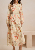 Robe florale imprimée YKD126 pour le printemps et l'été, design traditionnel de la mode musulmane, look décontracté, robe musulmane pour femmes, islamique