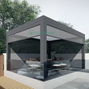 Pérgola retráctil de aluminio para exteriores, persiana motorizada de tamaño personalizado, impermeable, para jardín