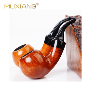 Muxiang Wooden Tobacco Pipe Bent Shape Apple Bowl Acrylic Mouthpiece Smoking Pipe - Product Image 5