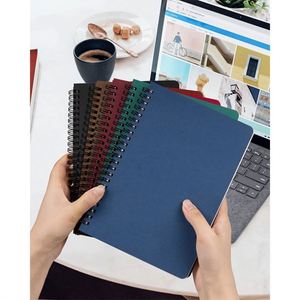 Custom <b>A5</b> <b>Spiral</b> Ruled Leather Cover <b>Notebook</b> with 100 Sheets for Writing - Product Image 2