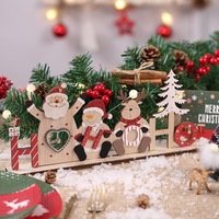 Décoration de table de Noël en bois, signe de Noël avec Père Noël, bonhomme de neige et rennes, centre de table pour la décoration de la maison pendant les fêtes