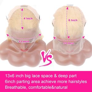 30 pulgadas Raw Virgin Body Wave 613 <span class=keywords><strong>Rubio</strong></span> Glueless Full Hd encaje frontal recto pelucas de cabello humano con cabello de bebé - Product Image 6