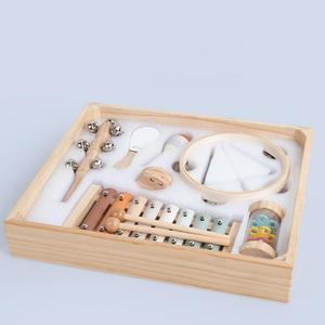 Montessori Toys Eco-friendly Solid Wood Percussion Instrument 8-Piece Set Xylophone <strong>Baby</strong> <strong>Rattles</strong> Wooden Orff Instrument Gift Set - Product Image 2