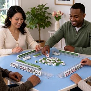 Juego de Soportes Magnéticos Pintados para Fichas de Mahjong de Acrílico, 4 Empujadores, para Reuniones Familiares, Regalo - Product Image 3